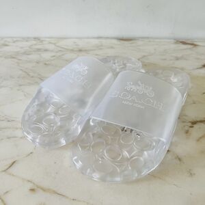 COACH Ulyssa Clear Jelly Transparent Logo Pool Slide Slippers - US 7